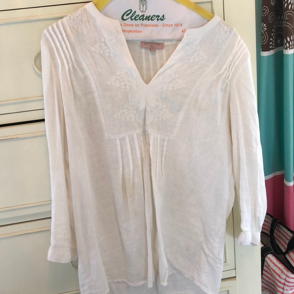 white beach shirt